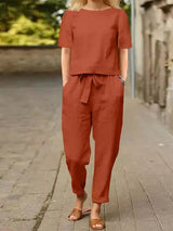 Leika | Zweiteiliges Leinen-Set in Orange
