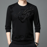 Bequemes Herren-Sweatshirt mit Rundhalsausschnitt in Schwarz