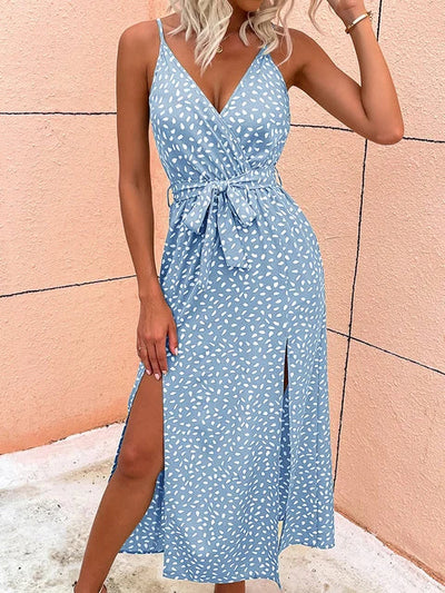 Galina - Florales Langes Kleid mit Schnürung