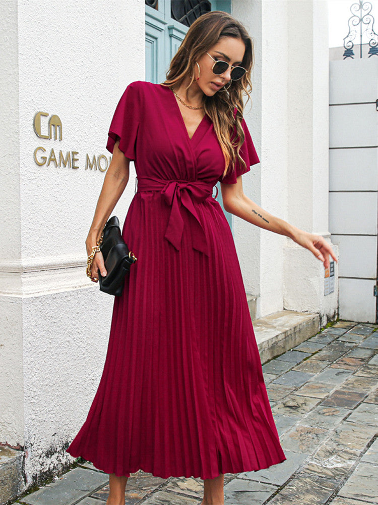 Lovey - Faltenkleid Damen Elegant