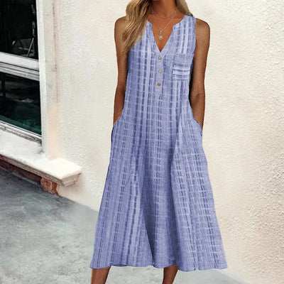 Gaëlle - Lässiges Freizeitkleid mit V-Ausschnitt und Taschen