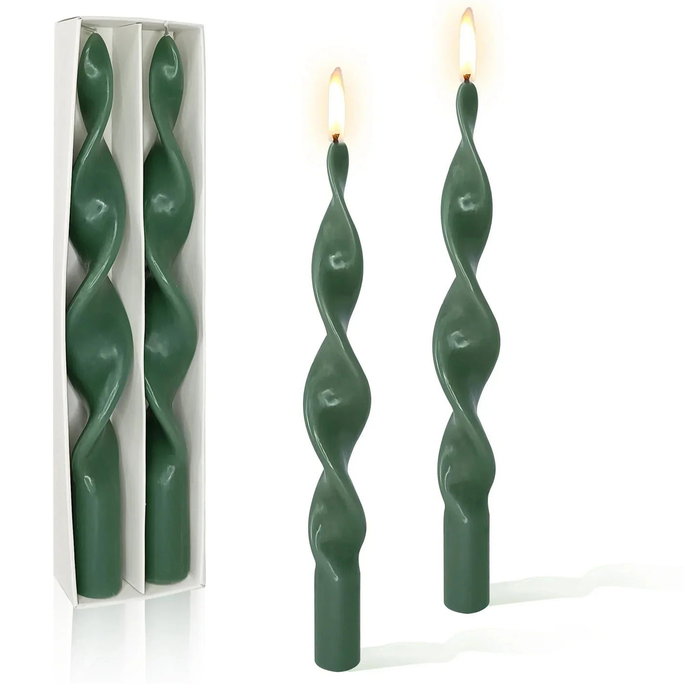 Zweiteiliges Set gedrehter tapered Kerzen