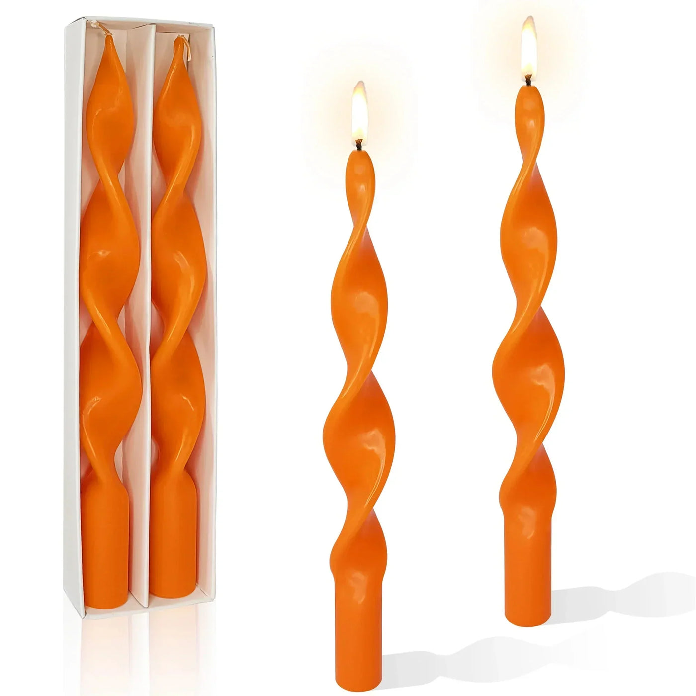Zweiteiliges Set gedrehter tapered Kerzen