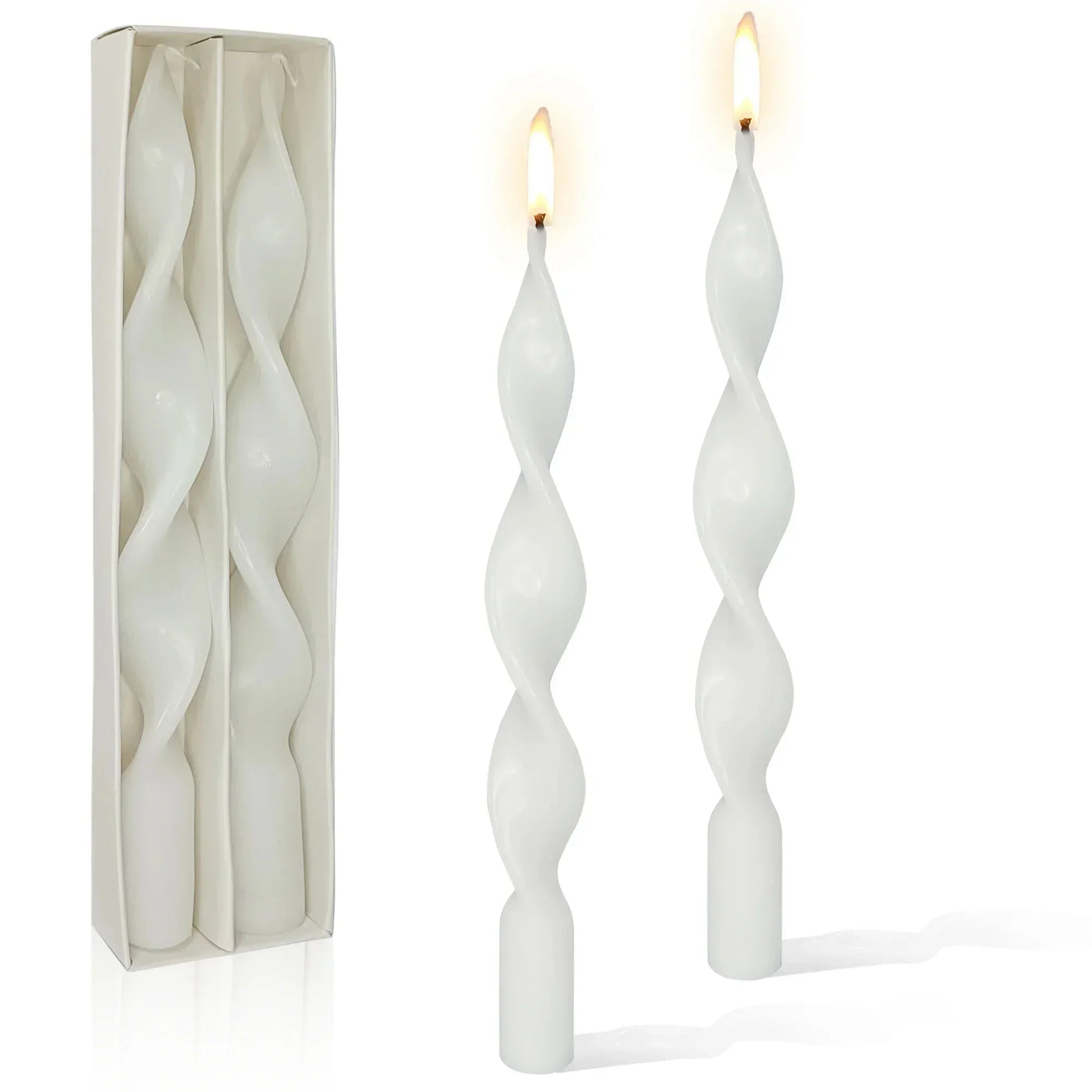 Zweiteiliges Set gedrehter tapered Kerzen