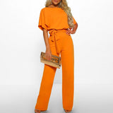 Quirina | Damen Wide Leg Jumpsuit Gürtel Kurzarm – Overall Weites Bein 2026 in Gelb