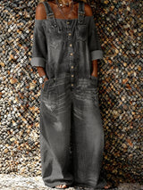 Bo | Denim Overall Jumpsuit mit Schulterriemen in Schwarz