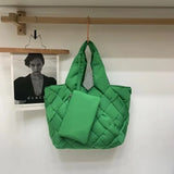 Gesteppte Damen-Shopper-Tasche aus Canvas - Sara in Grün