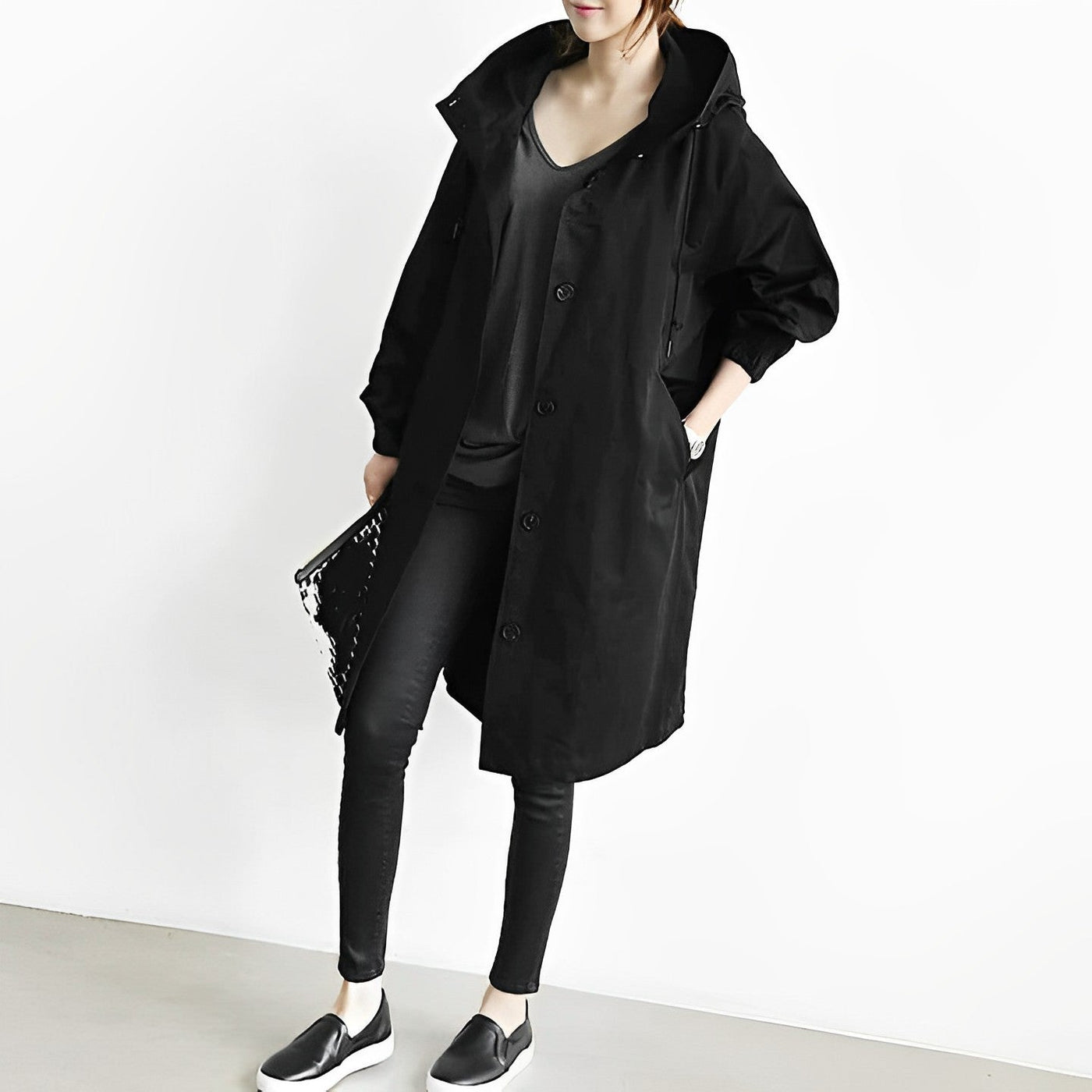 Cassandra - Lange Kapuzen Windbreaker-Jacke
