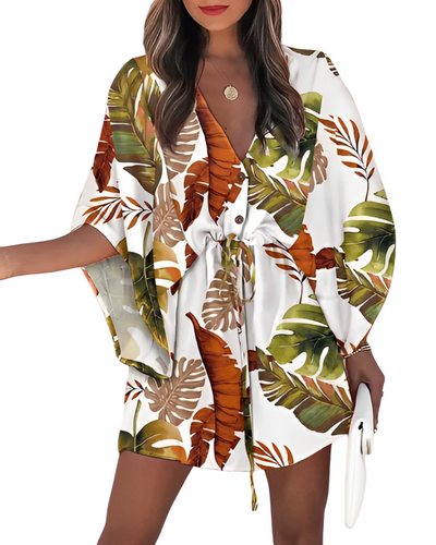 Beatrice – Blümchen Mini-Kleid mit Schnürung