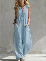 Farella - Jumpsuit mit weitem Bein und lockerer Passform in Blau