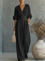 Ainslee - weicher, weit geschnittener Jumpsuit in Schwarz