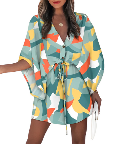 Beatrice – Blümchen Mini-Kleid mit Schnürung