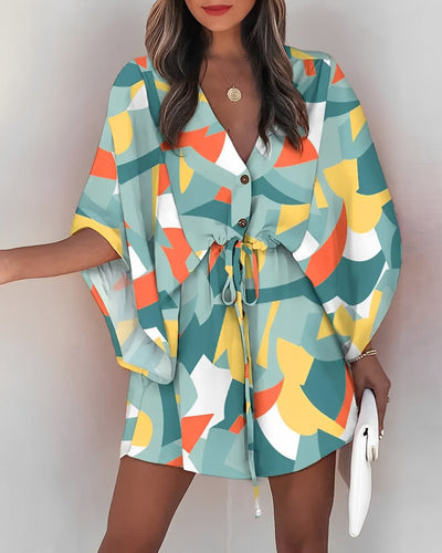 Beatrice – Blümchen Mini-Kleid mit Schnürung