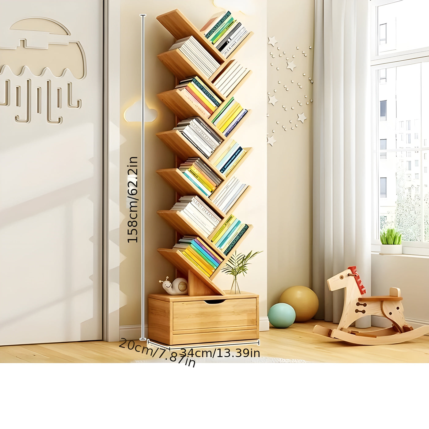 StorySpire Shelf - Vertikales Freistehendes Holz-Bücherregal