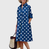 Oshadi - Elegantes Mini Kleid Mit Tasche in Blau-Weiß