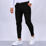 Arjun - Elegante und eng geschnittene Herren-Anzugshose in Reines Schwarz
