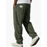 Albrecht | Herren Cord Hose mit Weitem Schnitt und Gerader Form in Grün