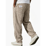 Albrecht | Herren Cord Hose mit Weitem Schnitt und Gerader Form in Khaki
