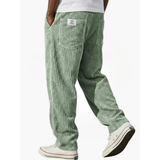 Albrecht | Herren Cord Hose mit Weitem Schnitt und Gerader Form in Hellgrün