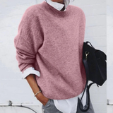 Alessa | Damen Strickpullover mit Langarm und Weitem Schnitt in Rosa