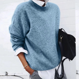 Alessa | Damen Strickpullover mit Langarm und Weitem Schnitt in Blau