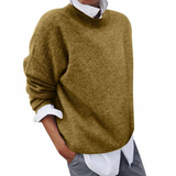 Alessa | Damen Strickpullover mit Langarm und Weitem Schnitt in Gelb