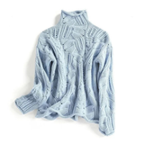 Anita | Damen Langarm Strick Rollkragenpullover in Blau