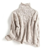 Anita | Damen Langarm Strick Rollkragenpullover in Beige
