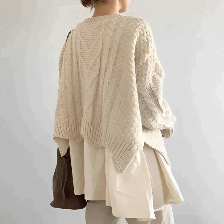 Julia - Apricotfarbener Pullover mit Rundhalsausschnitt
