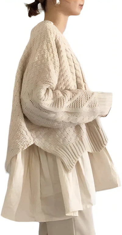 Julia - Apricotfarbener Pullover mit Rundhalsausschnitt