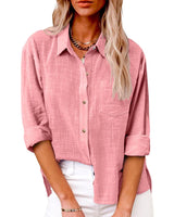 Annelis | Damen Hemdbluse Langarm mit Kragen in Rosa