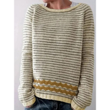 Antonia | Damen Strickpullover mit Muster und Langarm in Gelb