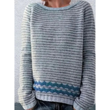 Antonia | Damen Strickpullover mit Muster und Langarm in Blau
