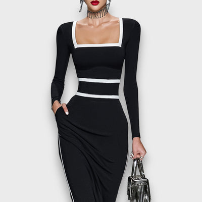 Salvinea – Figurbetontes Maxikleid mit quadratischem Ausschnitt