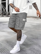 Herren Kordelzug mit Taschen Kurze Hosen in Grau