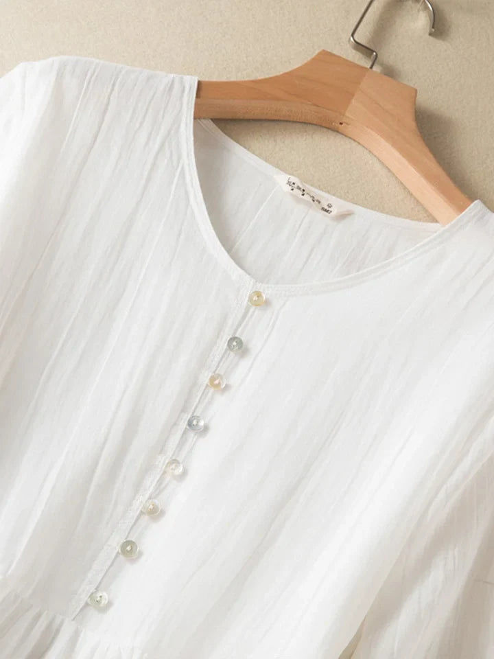 Kandrea Stylisches Damenkleid aus Baumwolle und Leinen