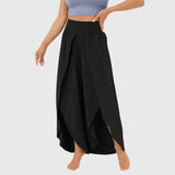 Magdalena | Damen Weit geschnittene Boho-Hose mit Schlitzdesign in Schwarz