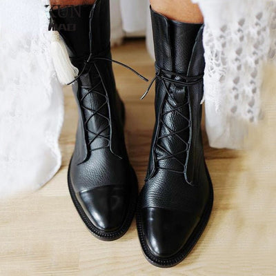 Jane - Leder Schnürstiefel mit Absatz