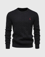 Bastian | Herren Zopfmuster Langarm Strickpullover in Schwarz