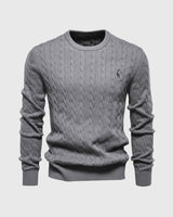 Bastian | Herren Zopfmuster Langarm Strickpullover in Grau