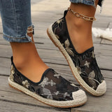 Nyssa | Lässige Espadrilles Spitze Mesh Slip-On flach in Schwarz