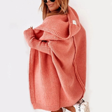 Beate | Damen Strickjacke mit Kapuze, Oversized Cardigan mit Weitem Schnitt in Orange