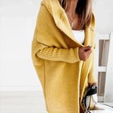 Beate | Damen Strickjacke mit Kapuze, Oversized Cardigan mit Weitem Schnitt in Gelb