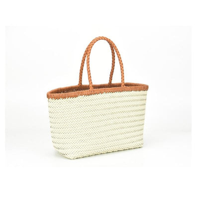 Elna | Große handgeflochtene Tragetasche aus veganem Leder – Rustikaler Shopper