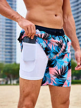 Benedikt | Herren Badeshorts mit Innenfutter in Hellblau