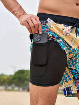 Benedikt | Herren Badeshorts mit Innenfutter in Beige