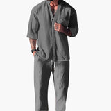 Benedikt | Herren Langarm Shirt Hose Set in Grau