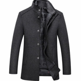 Benedikt | Herren Winterjacke im Mantel Stil mit Reißverschluss, Knöpfen und Taschen in Grau