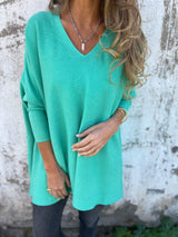 Annika | Damen Pullover mit Lockerer Passform und V-Ausschnitt in Blau