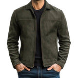Bikerjacke Herren Slim Fit in Armeegrün